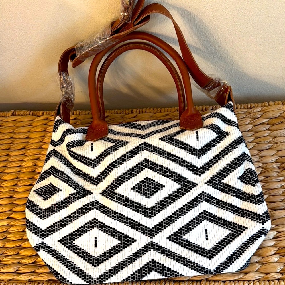 Tribe Alive Black and White Geometric Tote